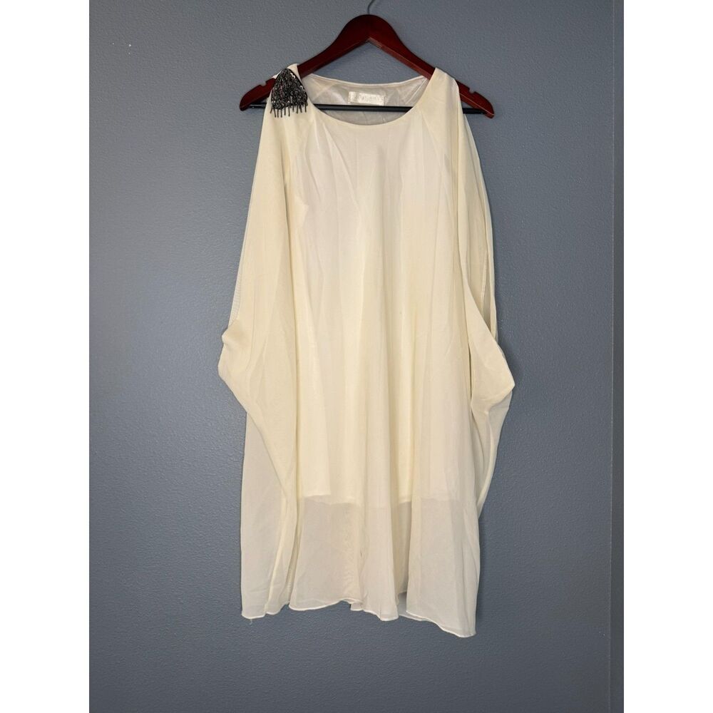 Adult Greek Roman Goddess Costume Tunic Ivory Beaded Shoulder Halloween